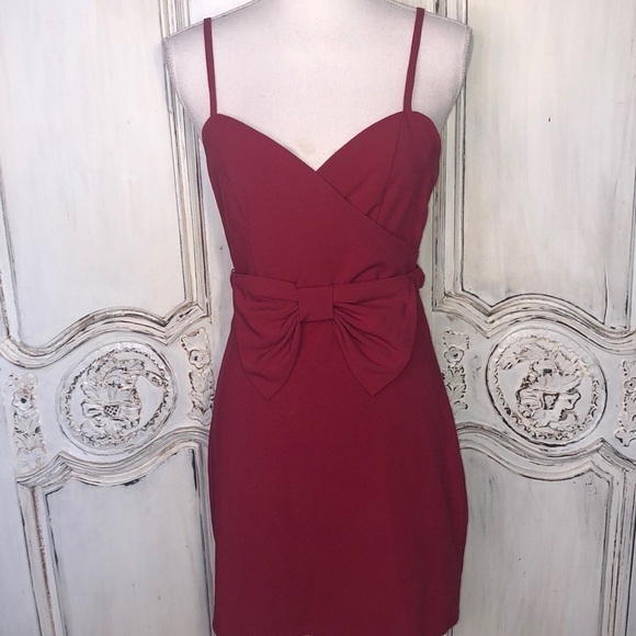 Forever 21 Spaghetti Strap Faux Wrap Waisted Dress with Sheered Bow Belt Size S - Picture 1 of 10